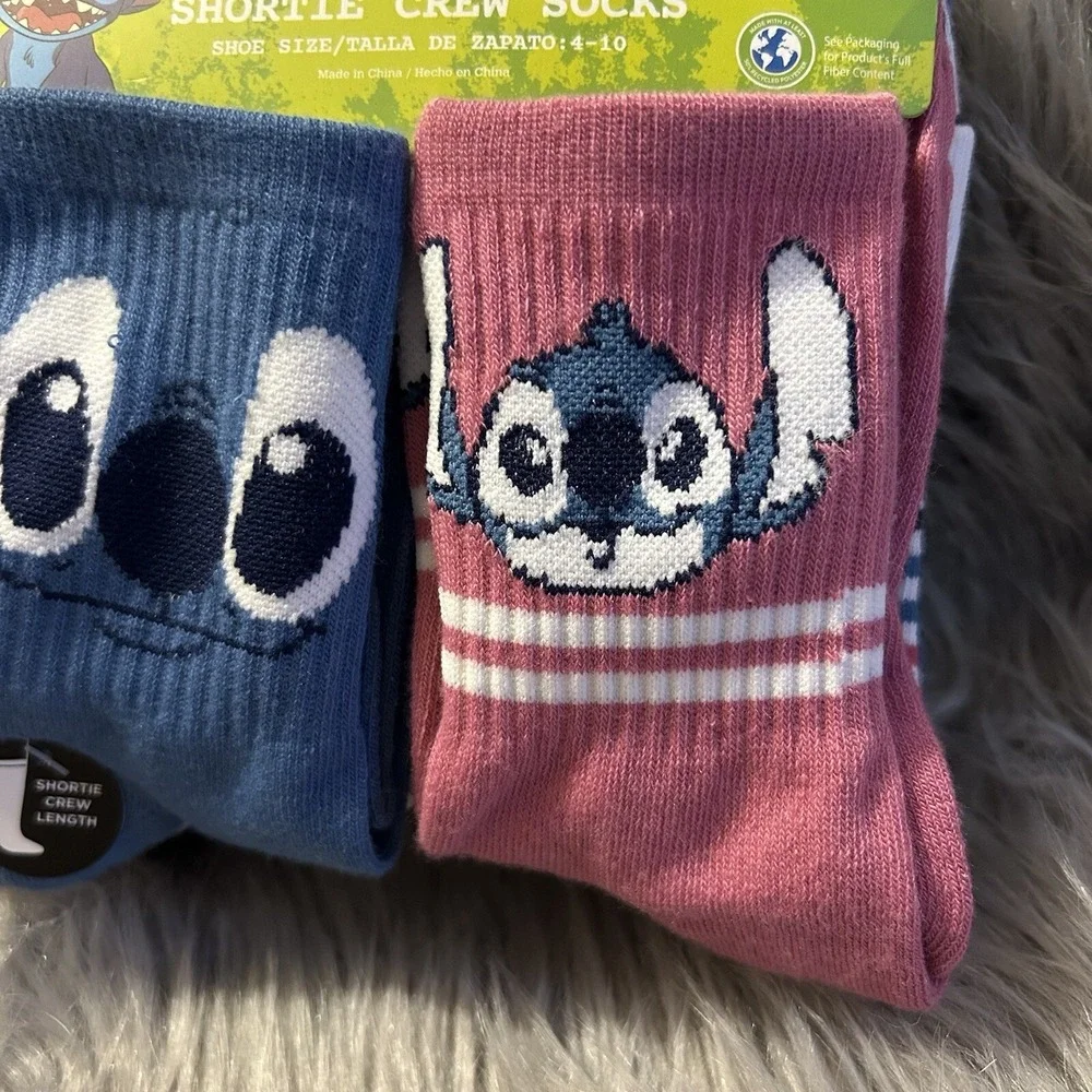 Disney Stitch Shortie Crew Socks Womens‎ Shoe Size 4-10
